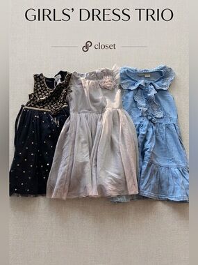 🤩Girl Dress Bundle Calvin Klein Chambray H&M Tulle Clair Bell Sequins Size 4/8